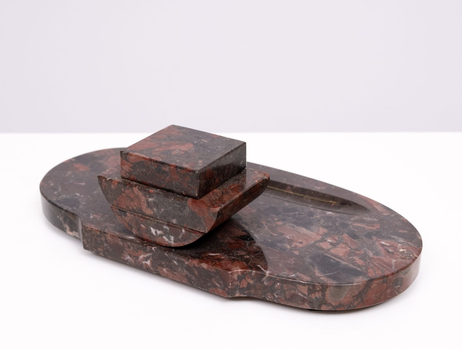 photo buy 5 Piece Art Deco Griotte Marble Desk Set 1930s