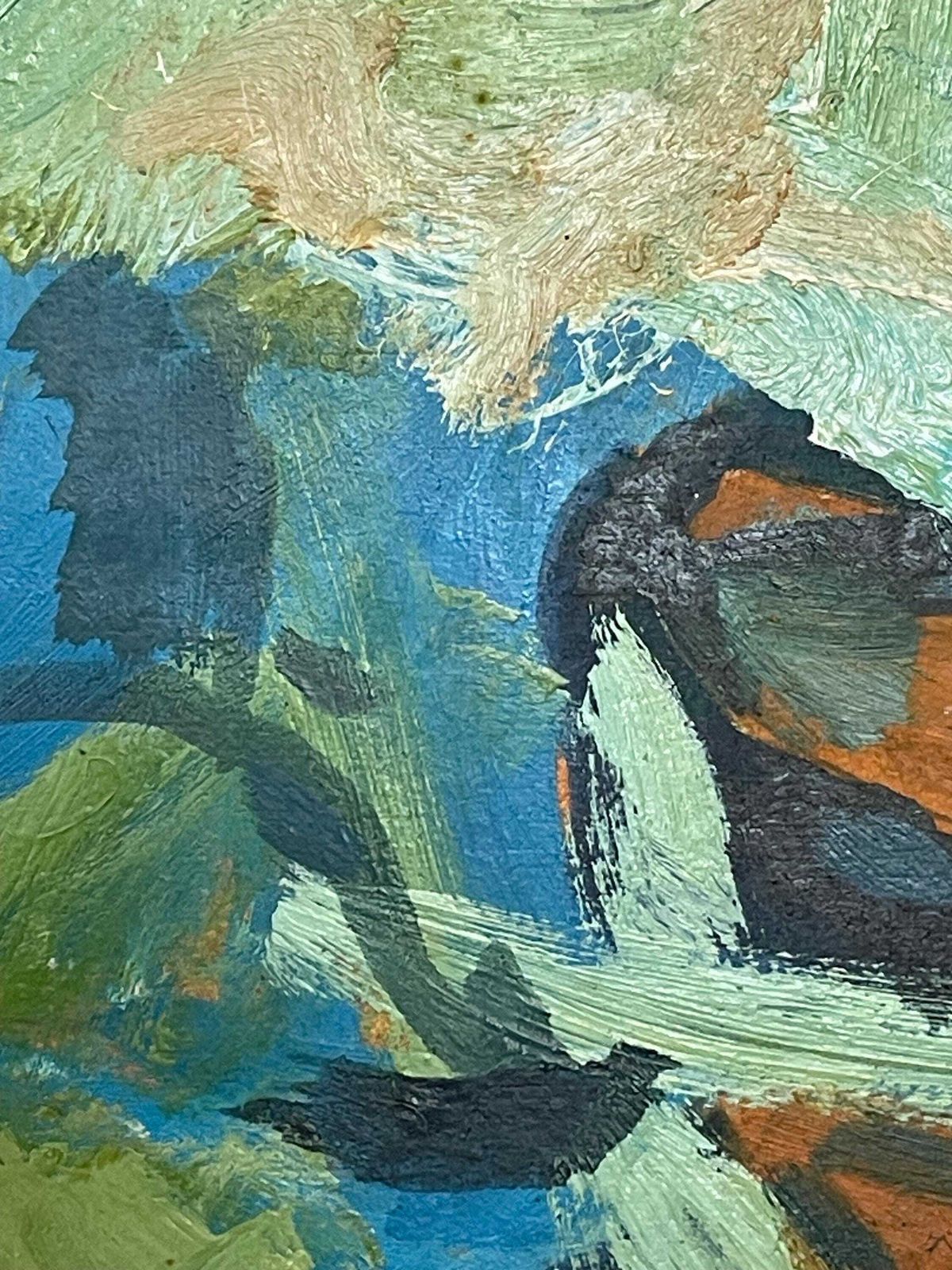 Abstract Vintage Original Danish Mid Century Signed Oil On Plate Painting From The 1970s In Strong Colours photo Art