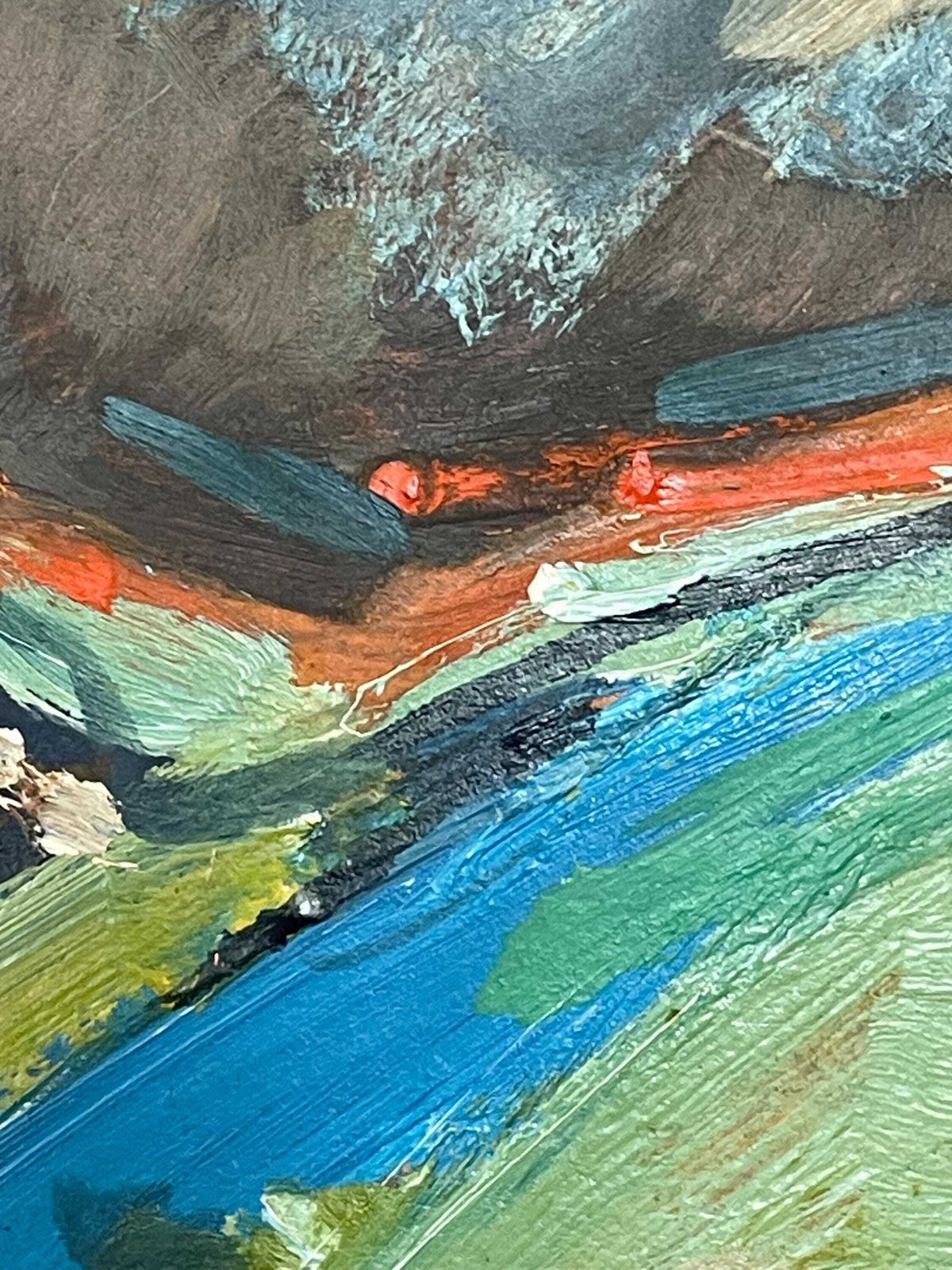 Abstract Vintage Original Danish Mid Century Signed Oil On Plate Painting From The 1970s In Strong Colours photo buy