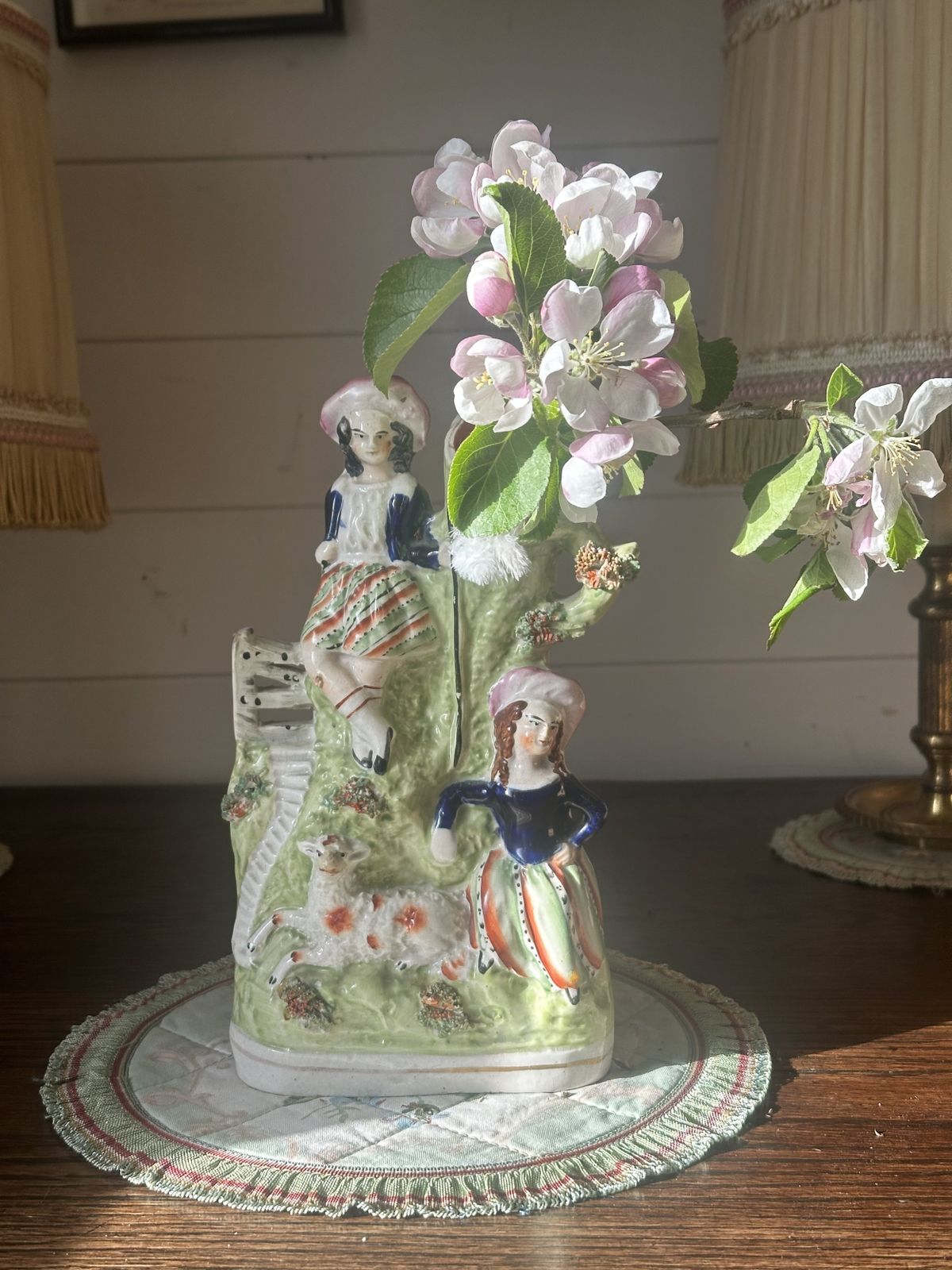 Pretty Antique Staffordshire Ware Slip Vase photo 95.0