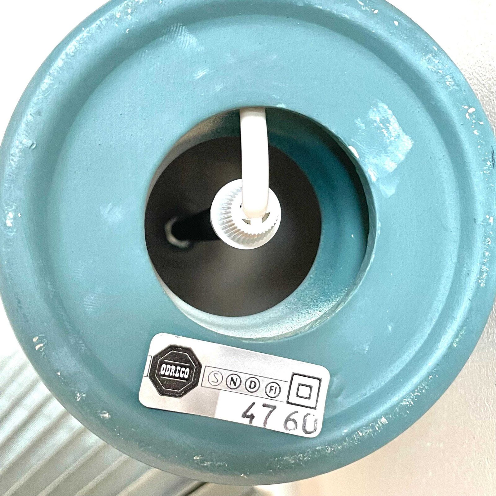 Vintage 1980s Danish Ceramic Table Lamp In Pale Turquoise With Turquoise Pleated Shade   Design From Odreco Denmark photo buy