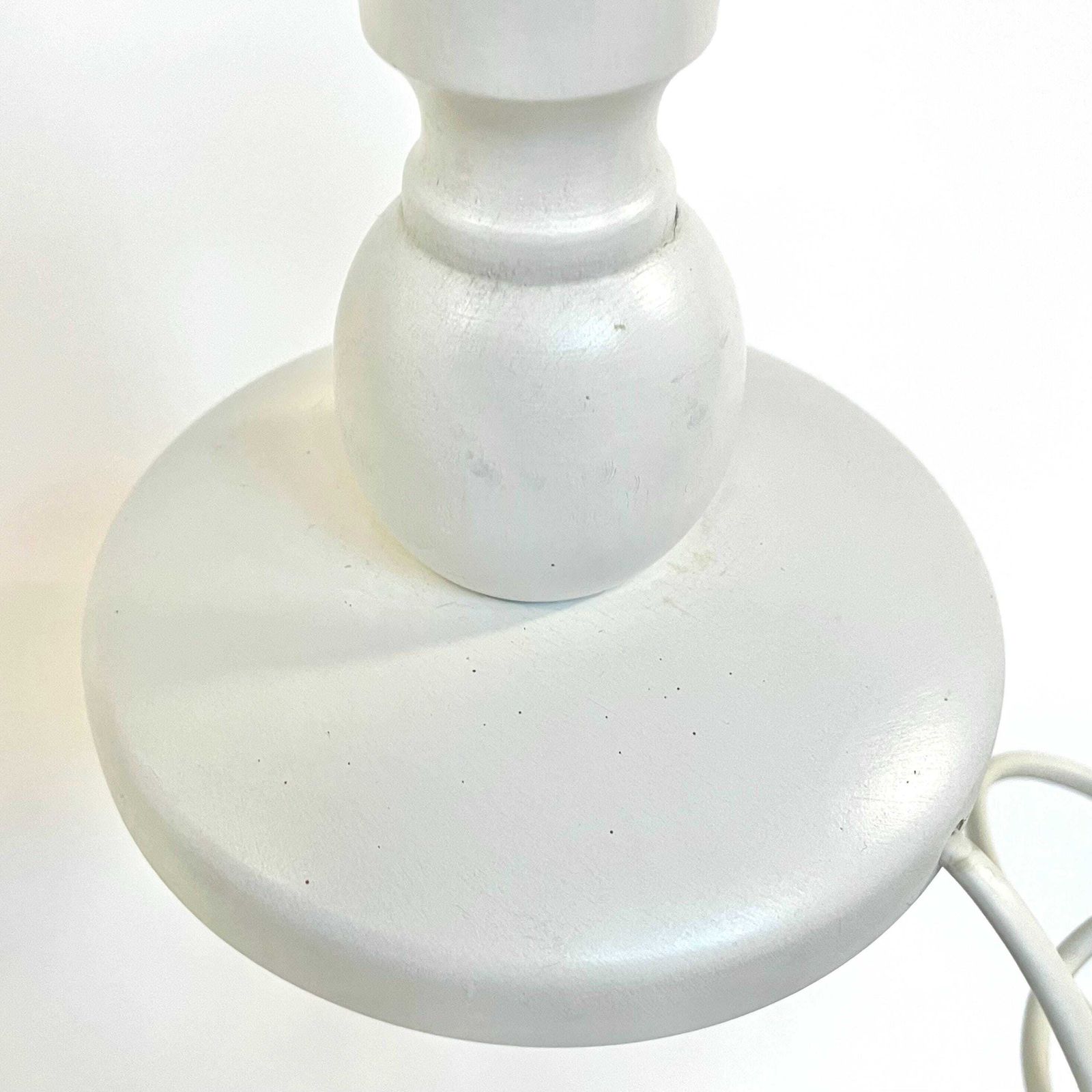 Danish Vintage Mid Century Modern Design Table Lamp With White Wooden Base And Black Pleated Fabric Shade With Cool Plastic Top photo vinterior