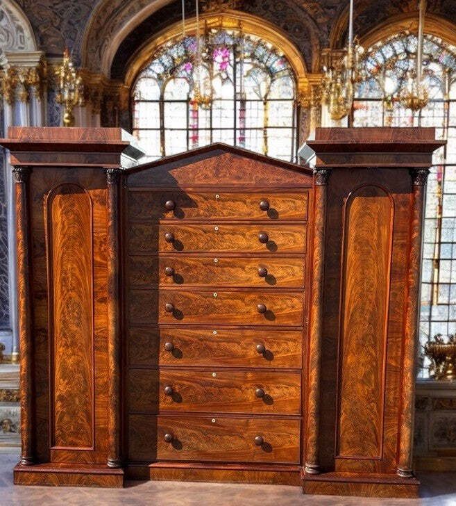 William IV Mahogany Compactum, Large Chest Of Drawers And 2 Cupboards. Superb