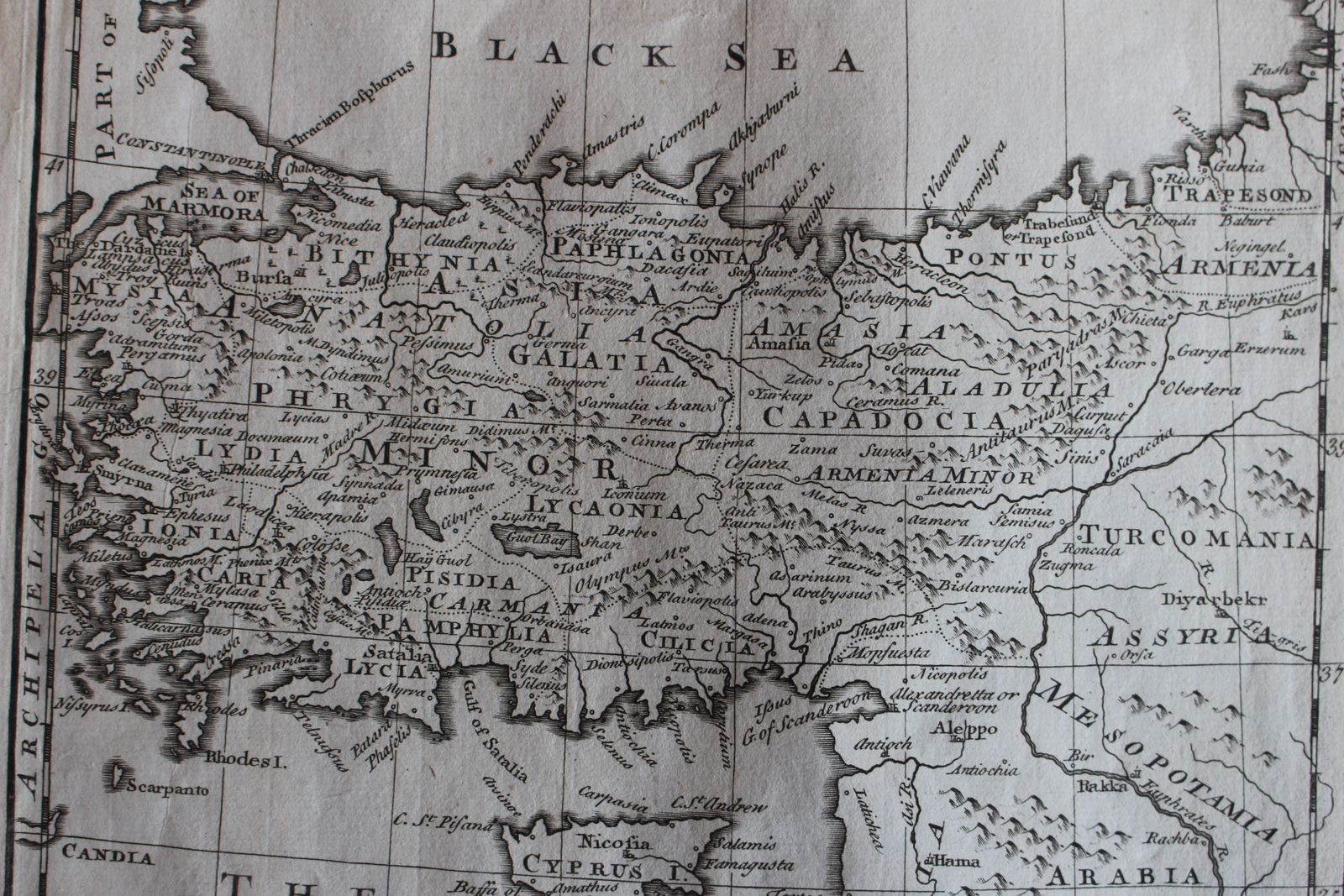 An 18th Century Copperplate Map ‘Asia Minor’ ~ Turkey, Crimea, Cyprus And The Holy Land By Emanuel Bowen. photo for sale