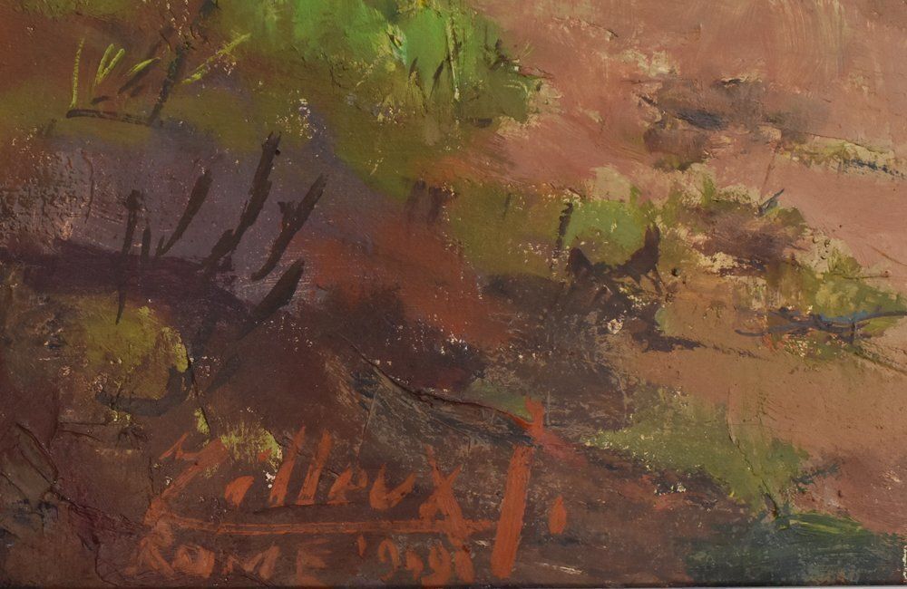 Landscape Painting,  Temple In Rome, 20th Century. (Qp15) photo vinterior