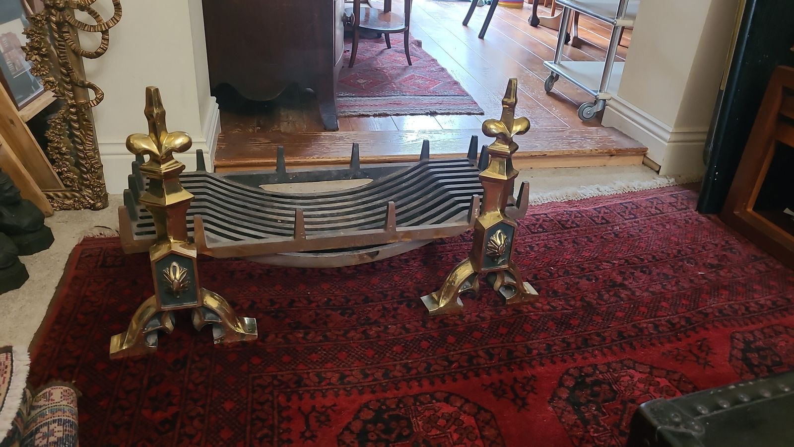 Art Nouveau Fire Grate With Andirons photo Home Fixtures