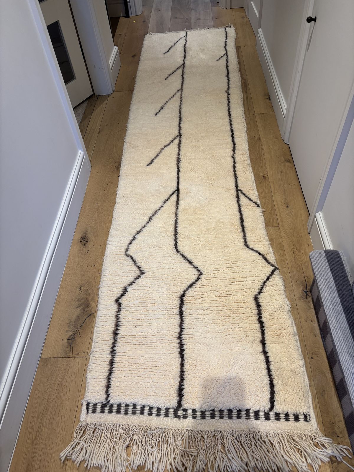 Original Moroccan Beni Ourain Runner Rug Reversible photo for sale