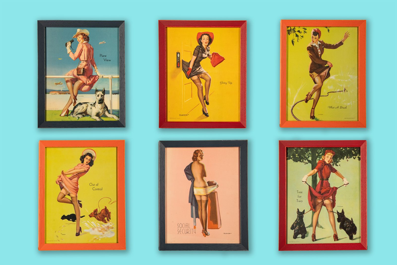 Professionally Framed Original 1950s Pin Up Cards – Set Of 12