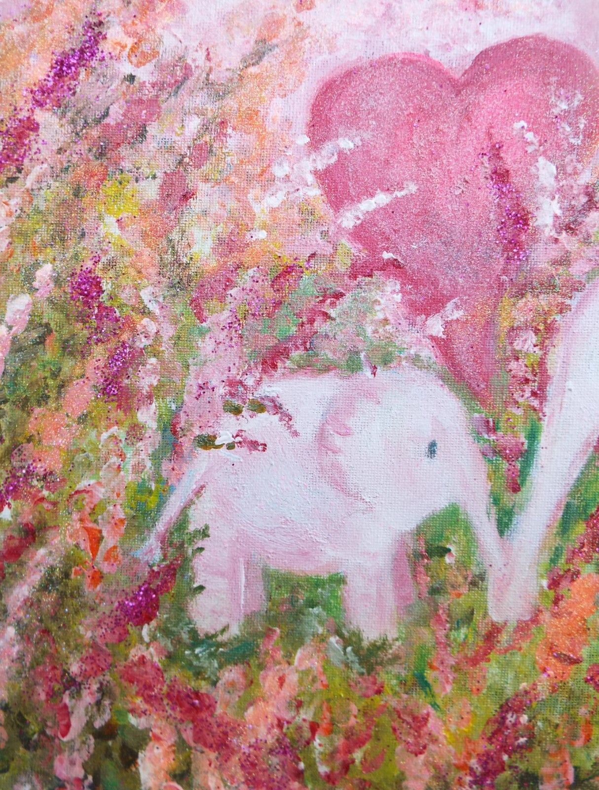 Cute Mother & Baby Elephants Whimsical Art Original Framed Painting Andi J Lucas photo buy