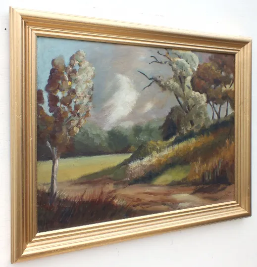 Vintage  Mid Century Original Oil Painting Framed Signed Landscape Woodland photo buy