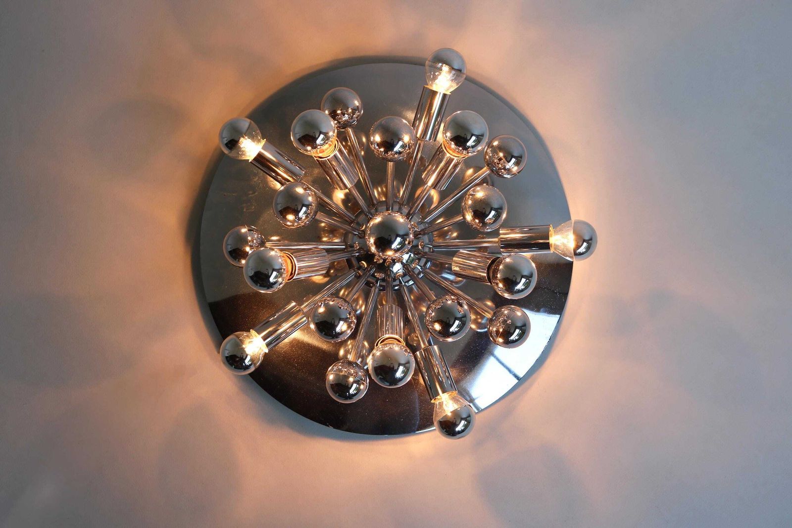 Sputnik Space Age Ceiling Lamp Or Wall Sconce By Gaetano Sciolari For Boulanger, Italy 60's Chromed Atomic Vintage Flush Mount photo buy