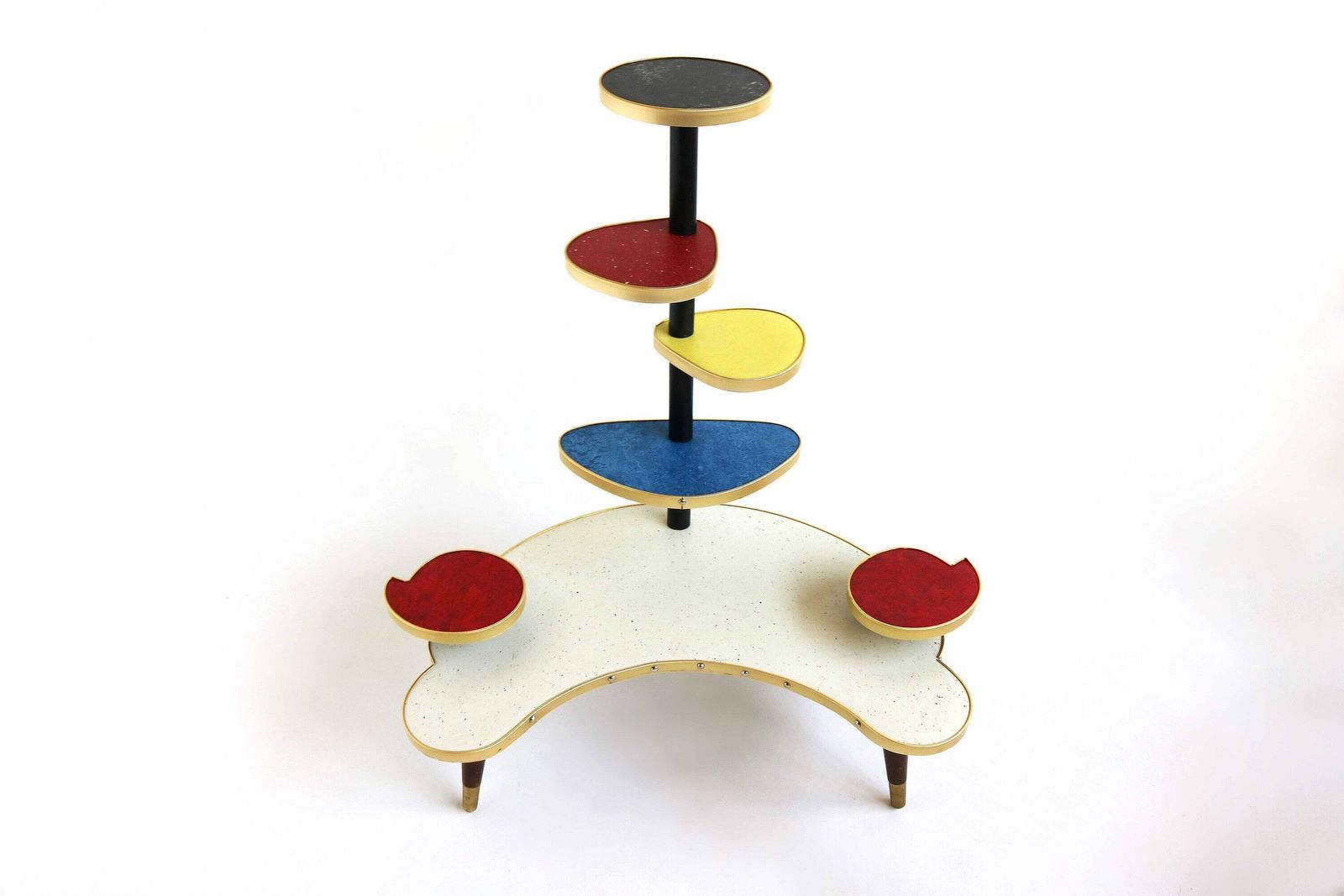Vintage 7 Tier Plant Stand Sidetable Flower Table Flower Stand Color Retro 1980s   1990s Display Table Coffee Table Kidney Shape Stand