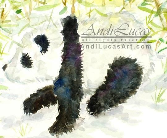 Panda In Bamboo Illustration Original Watercolour Painting Andi J Lucas photo furniture