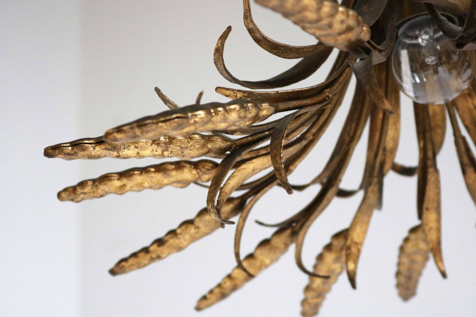 Gilded Sheaf Of Wheat Pendant Chandelier By Designer Hans Kögl 1960s Wheat Sheaf Pendant Light Hollywood Regency Vintage Lightning photo vinterior