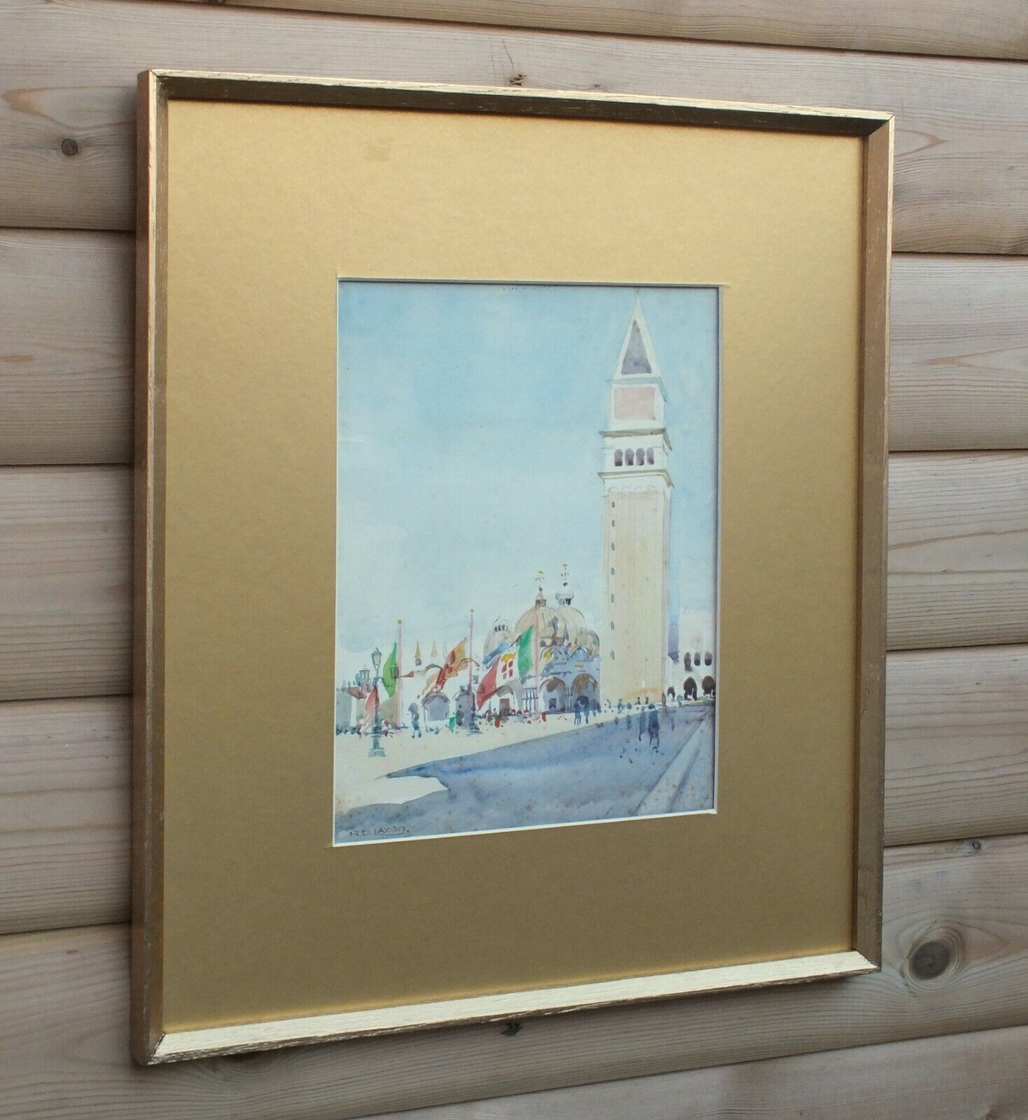 St Marks Basilica & Campanile Venice Watercolour Painting Signed Framed Original photo Art