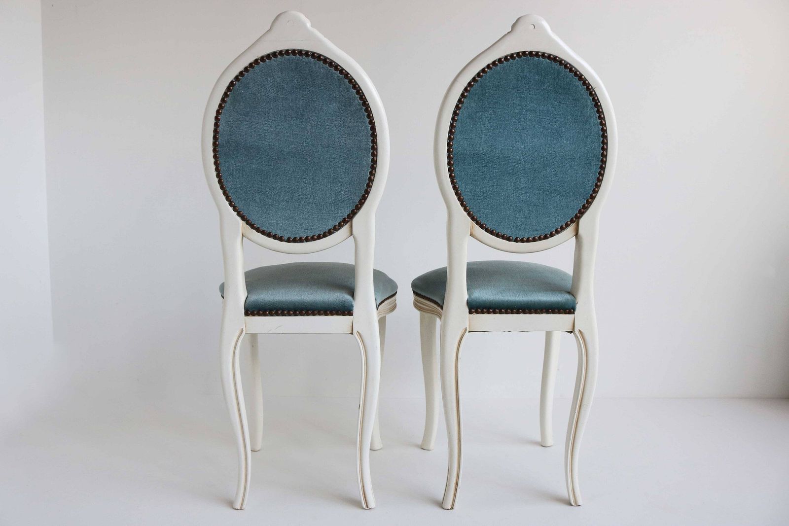 Pair Bedroom Dressing Seats Couple Antique Style Boudoir Chairs Set Off Two Velvet Chairs Hand Carved Regency Style Chairs Vanity Chairs 60s photo vintage