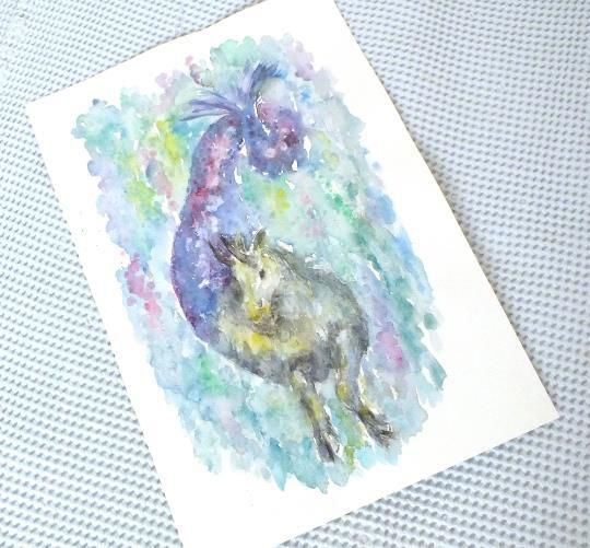 Capricorn Goat Fish Original Zodiac Watercolor Painting Star Sign Astrology Andi photo Art