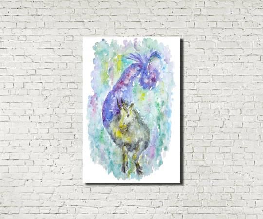 Capricorn Goat Fish Original Zodiac Watercolor Painting Star Sign Astrology Andi photo 121.0