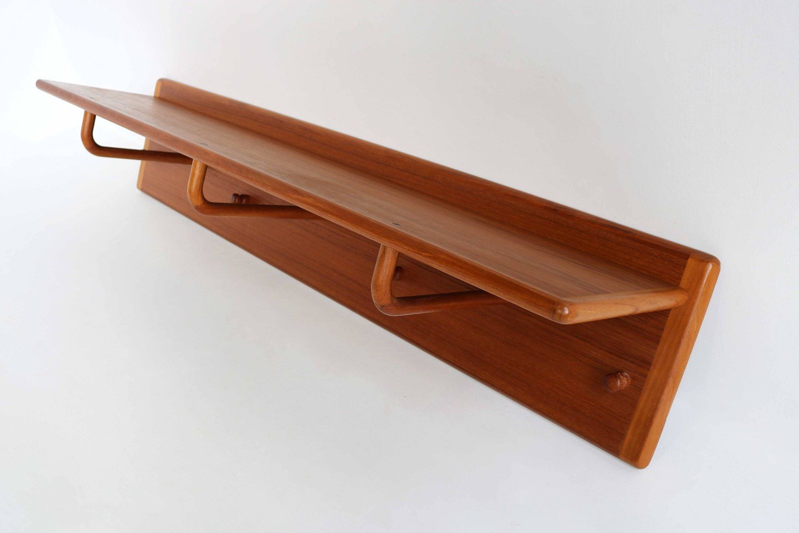 Mid Century Modern Wall Mounted Coat Rack Teak Coatrack By Aksel Kjersgaard For Vildbjerg Mobelfabrik, Denmark, 1960's Scandinavian Design photo 1523.0