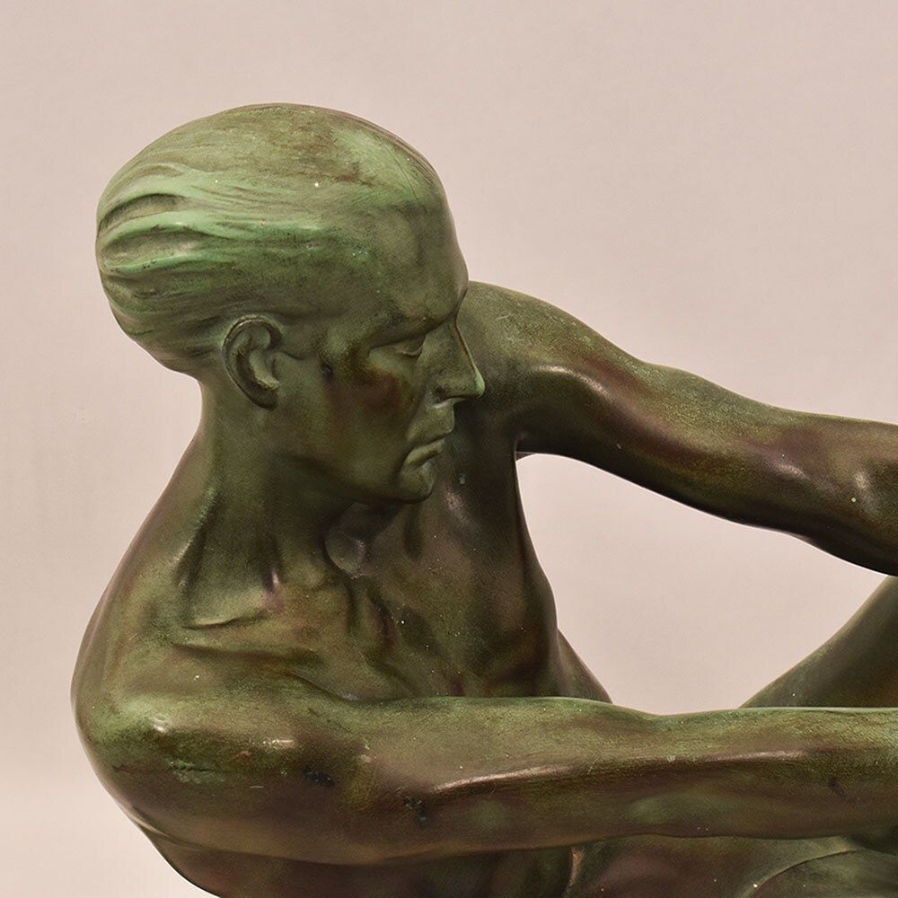 Antique Antimony Statues, Warrior, Signed Max Le Verrier, Art Déco. (Stan92) photo 2300.0