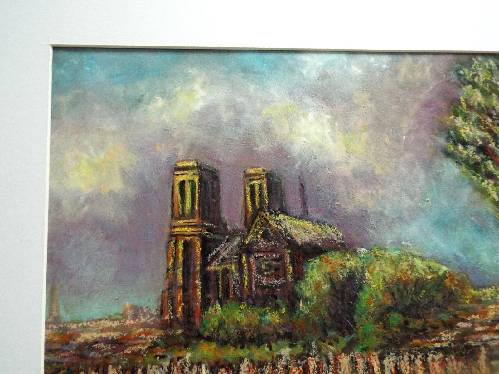 Notre Dame Paris From The Banks Of The River Seine, Original Framed Oil Painting photo 150.0