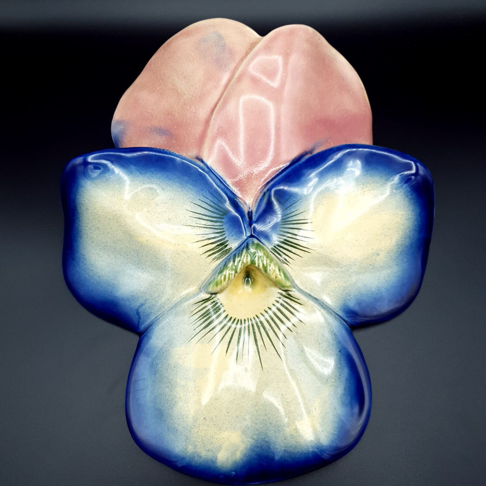 Olfaire Flower Orchid Vase Large Wall Pocket Majolica Portugal Retro Very Rare photo furniture