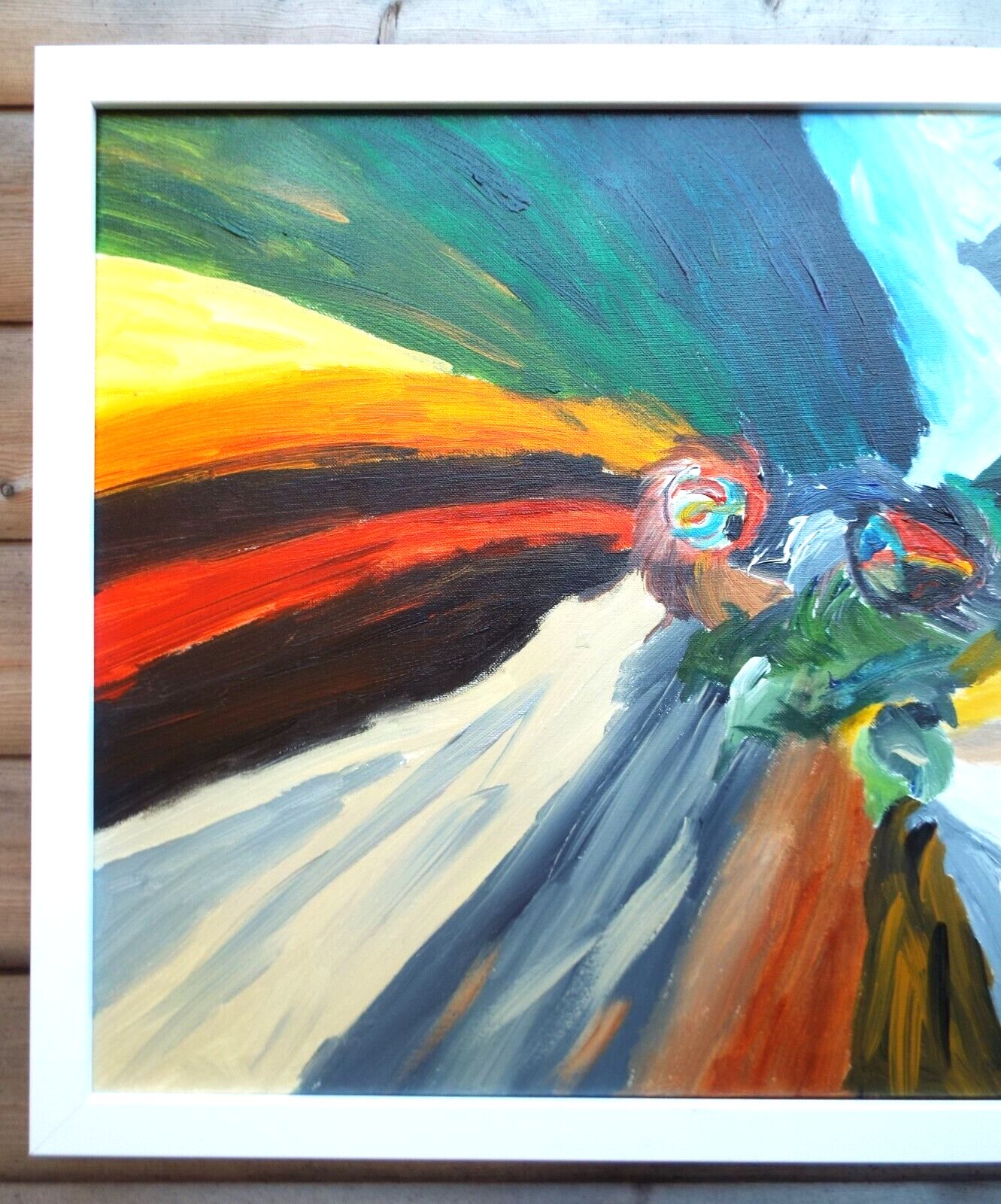 photo for sale Abstract Expressionist Framed Painting Elements Might Signed Fraser J Lucas