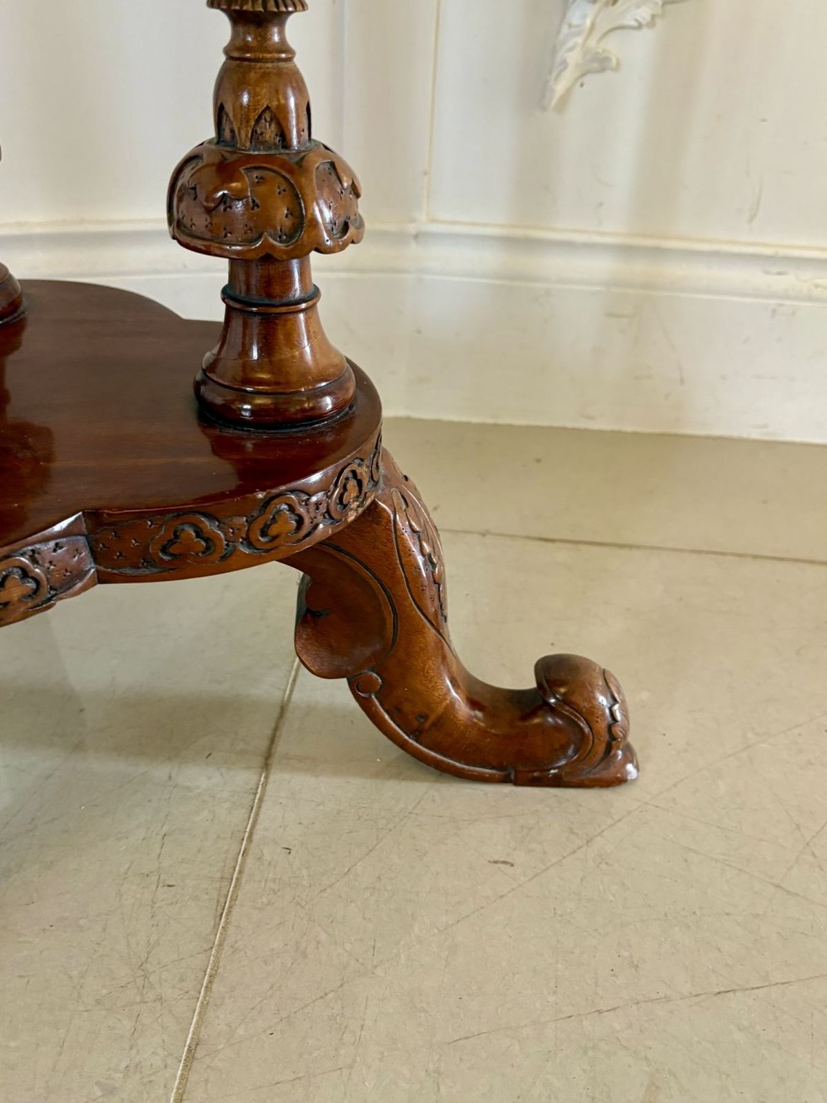 Antique Early 20th Century Carved Mahogany Side Table photo furniture