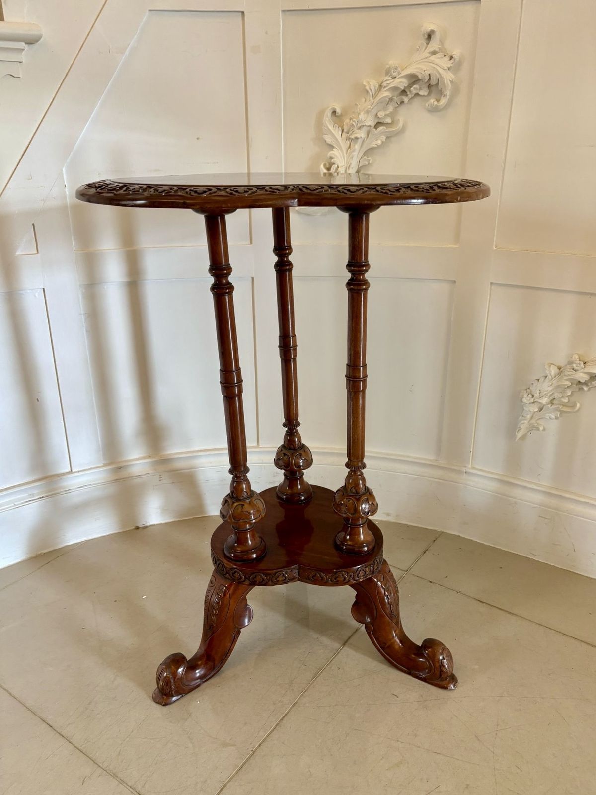 Antique Early 20th Century Carved Mahogany Side Table photo 1085.0
