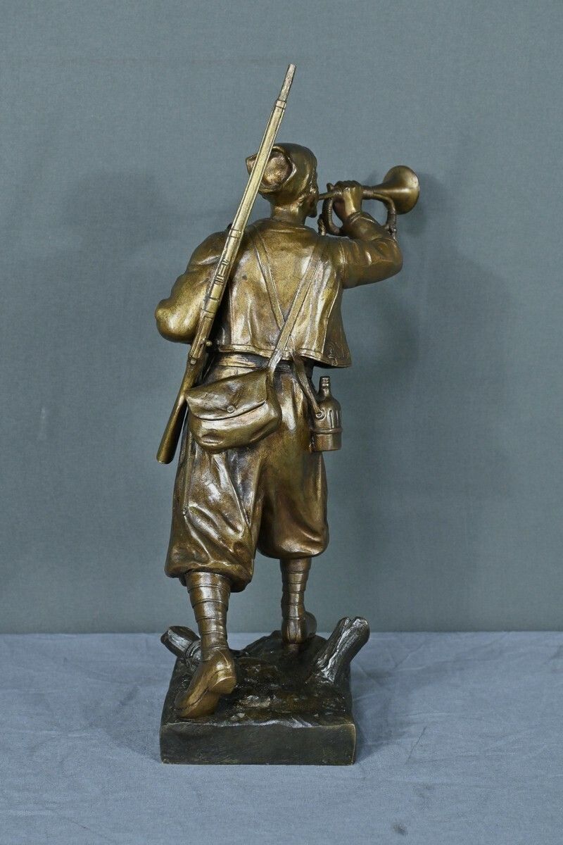 photo for sale Bronze “The Zouave Trumpeter” By E. Carlier – Early 20th Century