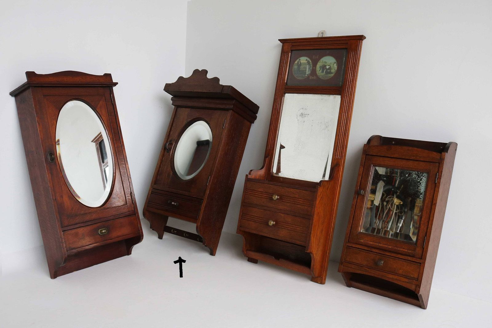 photo for sale Oval Mirror , Vintage Wooden Medicine Bathroom Kitchen Cabinet Drawer Small Wall Cabinet Apothecary Key Cabinet Wood Antique Art Deco 1930