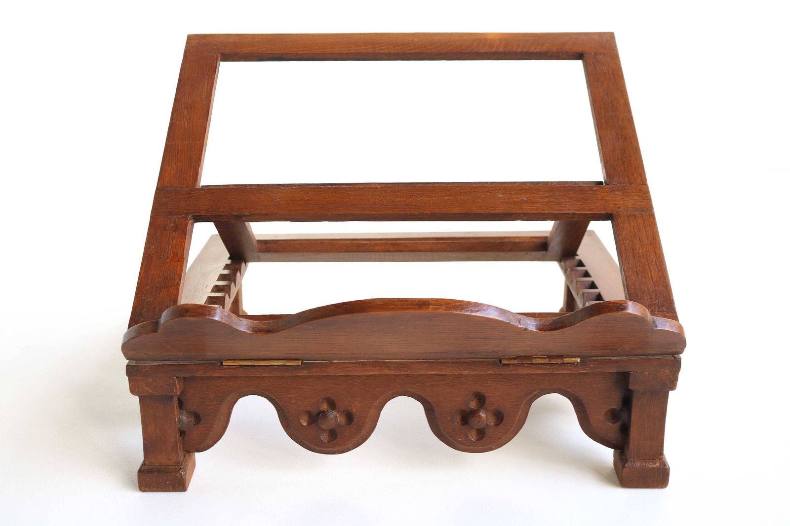 Antique Hand Crafted Wood Lutrin Bible Book Stand Religious Church Book Rest Reading Or Music Stand Tablet Device Several Heights 1900 photo for sale