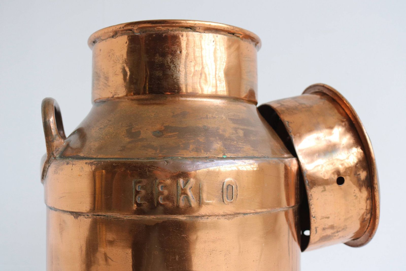Authentic Antique Belgium Copper Plated Milk Jar Umbrella Stand Holder 1880  1900s Country Style Can Farm Late 19th Century Milk Container photo buy