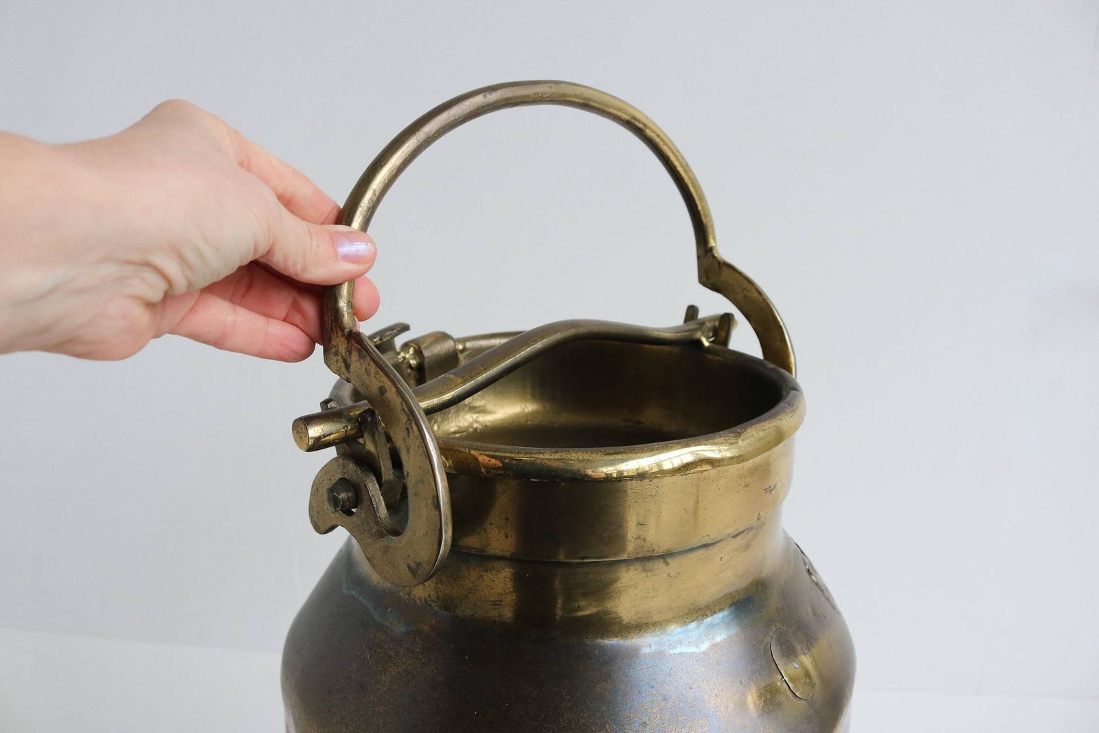 Antique Brass Milk Container Milk Can Milk Jug Milk Jar Brass Flower Stand Umbrella Stand 1900 Country Style Can Farm Rustic European Charm photo Home Decor