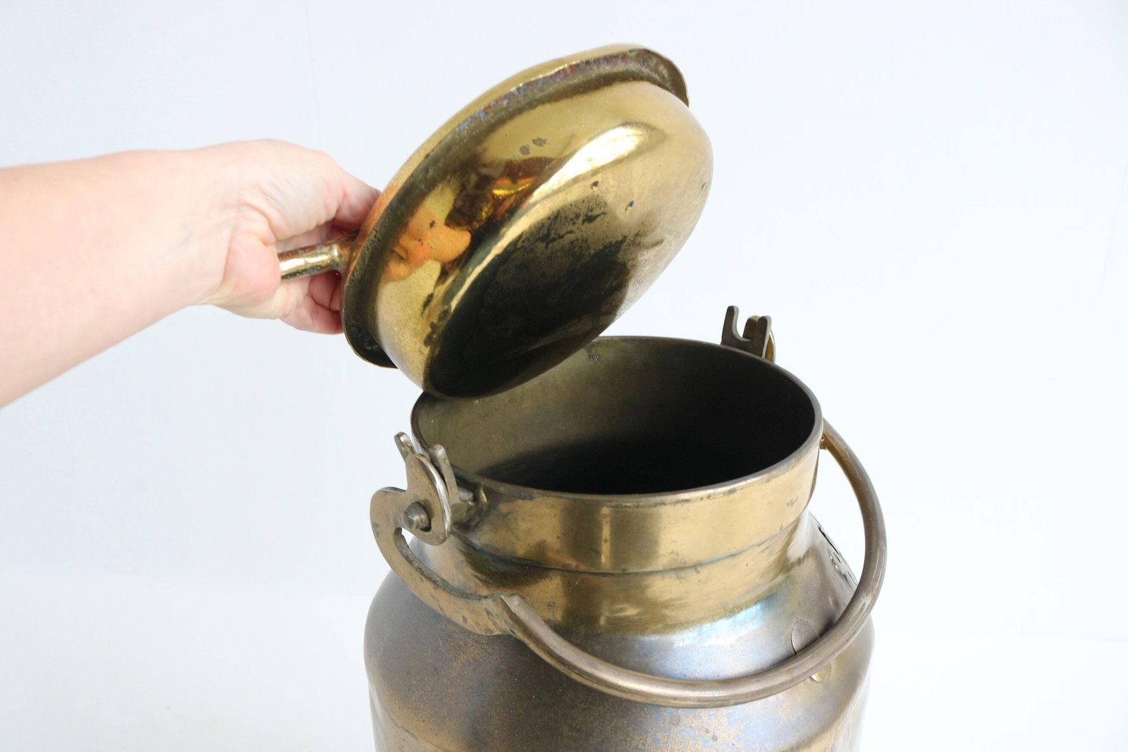Antique Brass Milk Container Milk Can Milk Jug Milk Jar Brass Flower Stand Umbrella Stand 1900 Country Style Can Farm Rustic European Charm photo 535.0