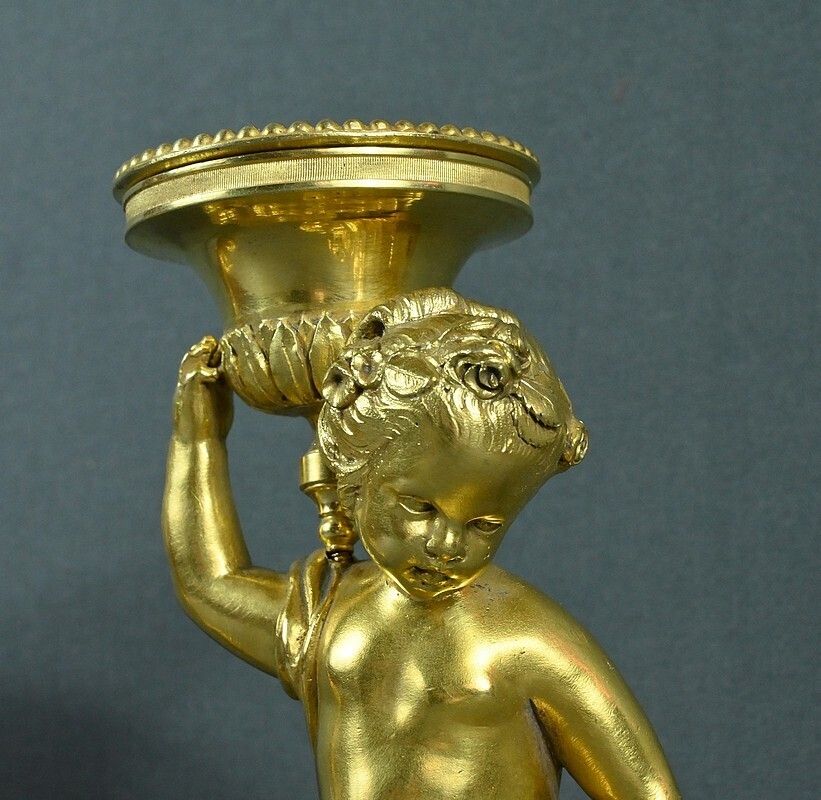 Home Decor Pair Of Gilt Bronze Candlesticks, Louis XVI – Mid 19th Century photo