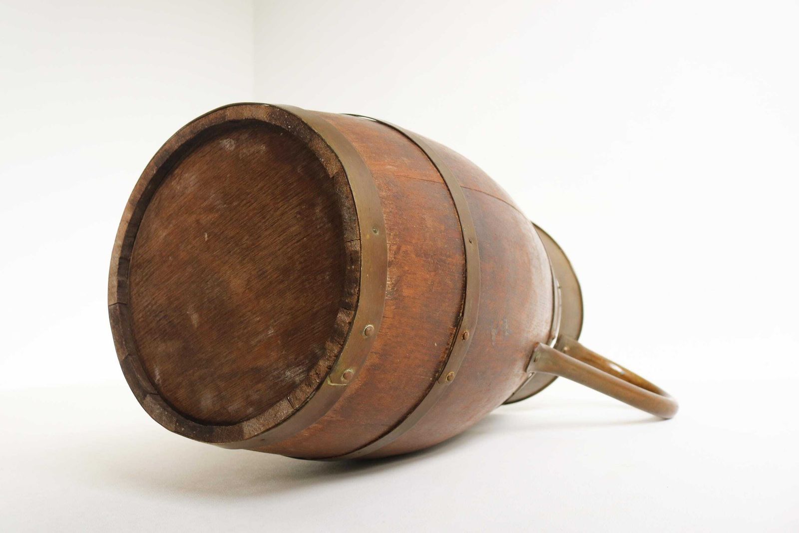 photo furniture Impressive Xl Antique French Oak And Brass Pitcher, Big Wine Jug Large French Umbrella Holder Stick Stand 1900s