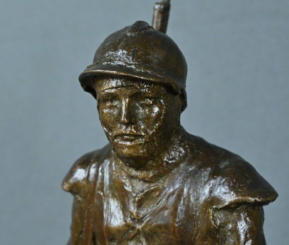 Bronze “Souvenir Of Souchez” By R. Paris – Early 20th Century photo vinterior