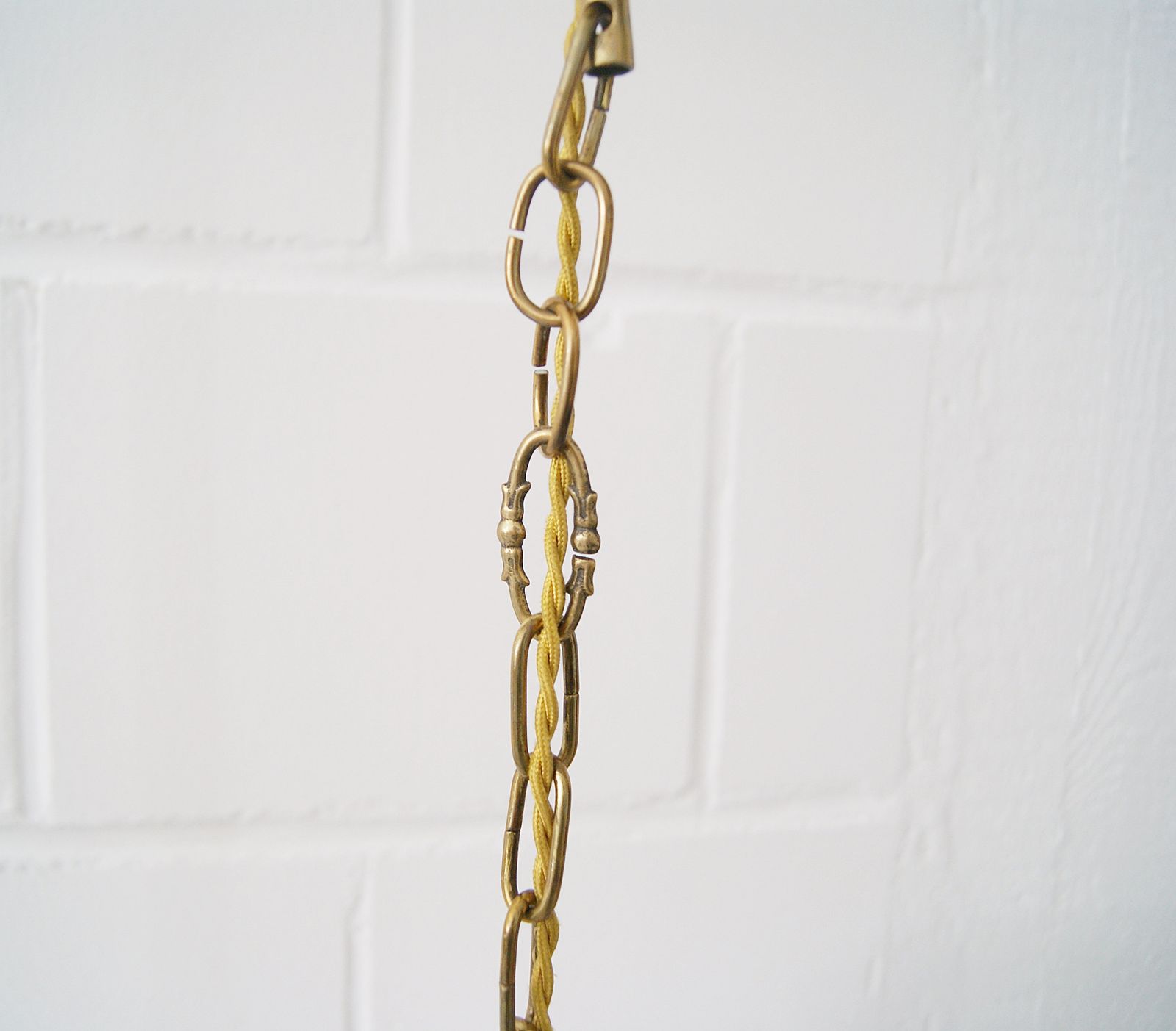 Chandelier Antique Four Flames With Glass Beads, Brass, Boho Lamp photo for sale