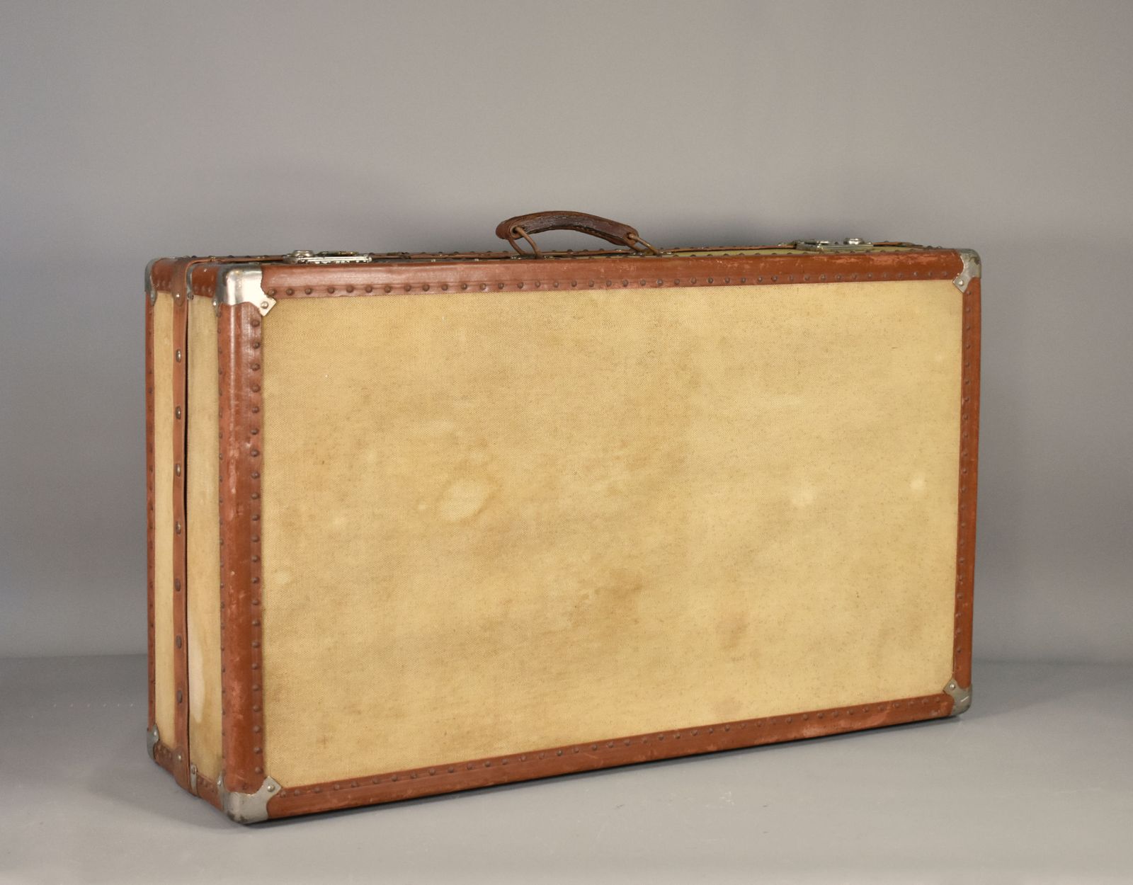French Antique Steamer Trunk Suitcase photo furniture
