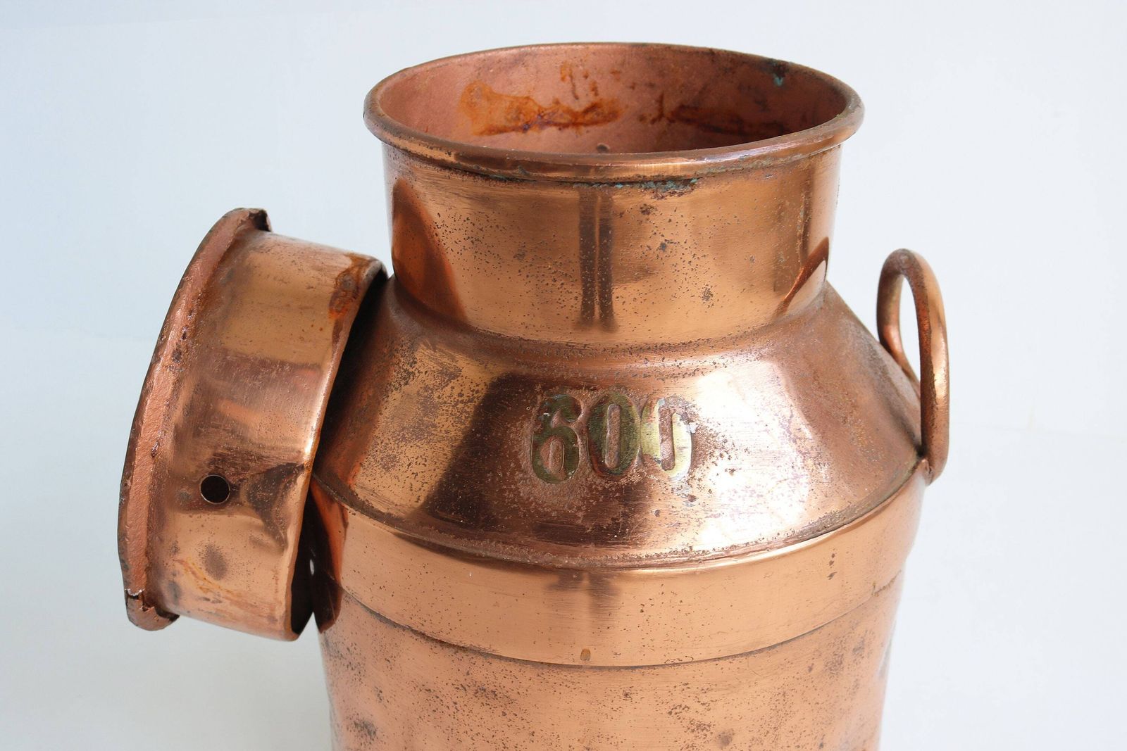 Dutch Antique Copper Plated Milk Jar Jumbo Holland Number 600 Umbrella Stand Holder 1880 1900s Country Style Can Farm Milk Container Vessel photo furniture