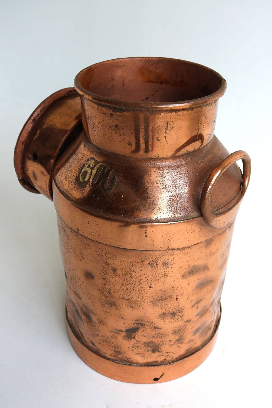 Dutch Antique Copper Plated Milk Jar Jumbo Holland Number 600 Umbrella Stand Holder 1880 1900s Country Style Can Farm Milk Container Vessel photo Home Decor