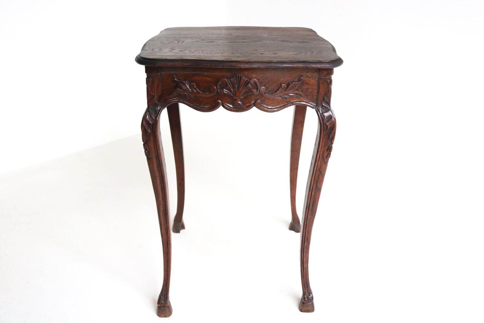 Antiek Frans Bijzettafeltje In Louis XV Stijl, Begin 1900s, Eiken, Handgesneden, Plantentafel, Wijntafel