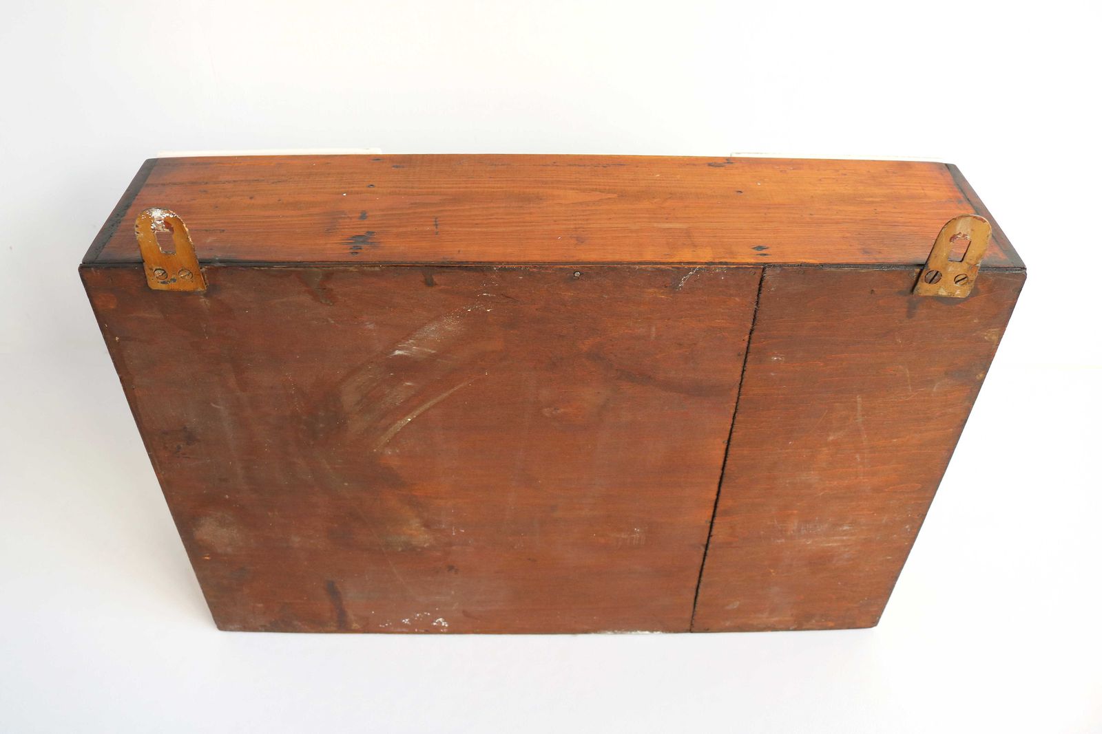 photo for sale Antiek Nederlands Houten Specerijenkastje – Blauw/Wit Keramische Lades – Jaren 1920 – Windmolen/Boerentafereel – Wandkastje – Keuken – Landelijk – Porselein – Art Deco