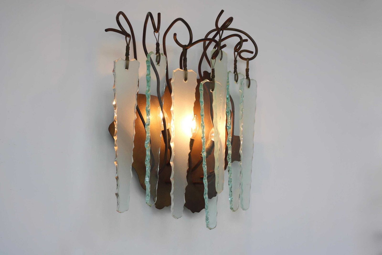 Set Van 6 Handgemaakte Design Wandlampen, Serie "Behind Frosted Glass" Van Brand Van Egmond – Dutch Design 1989