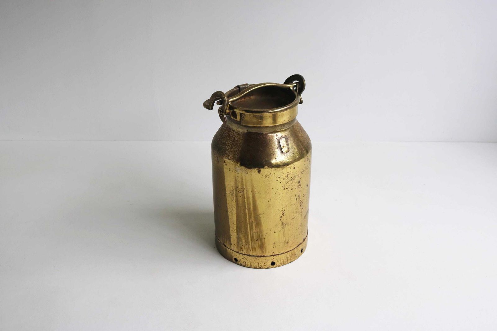 Antique Belgium Milk Jar Umbrella Stand Holder Copper 1880 Country Style Authentic Can Farm Late 19th Century Milk Container photo furniture