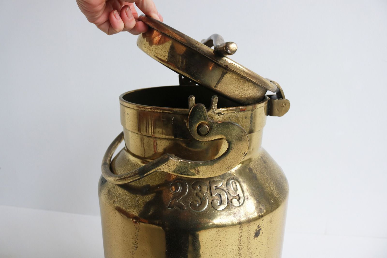 Antique Milk Jar Umbrella Stand Holder Copper 1900s Country Style Authentic Can Farm Late 19th Century Milk Container photo for sale