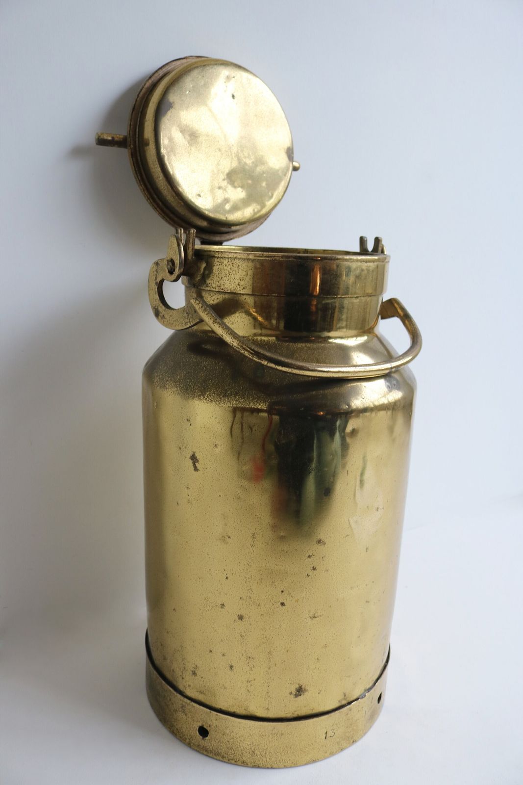 Antique Milk Jar Umbrella Stand Holder Copper 1900s Country Style Authentic Can Farm Late 19th Century Milk Container photo vinterior