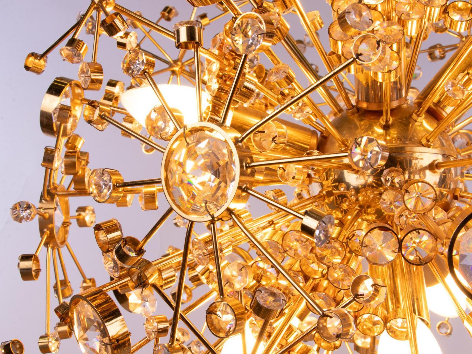 1960 Germany Palwa Sputnik Chandelier Swarovski Crystal & Gilt Brass photo for sale