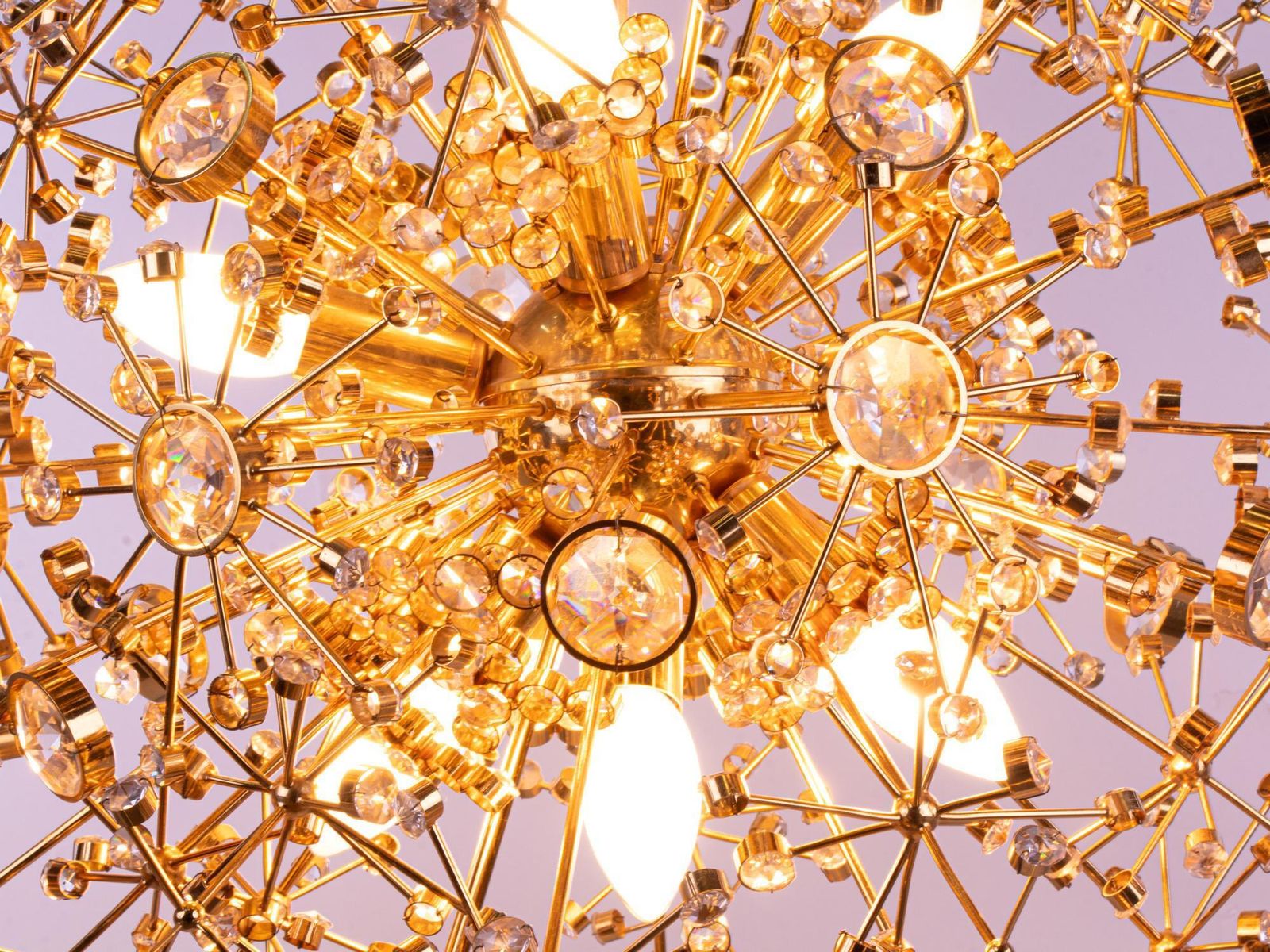 1960 Germany Palwa Sputnik Chandelier Swarovski Crystal & Gilt Brass photo Lighting